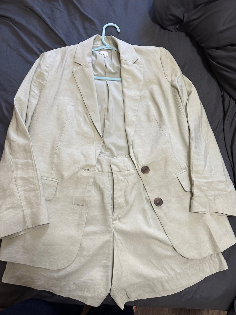 a new day Sage Green Linen-Blend Blazer set.